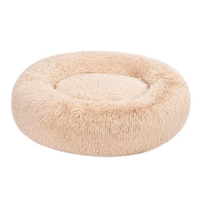 Amazon Basics Washable Donut Pet Bolster Faux Fur Bed with Removable Cover, Anti-Slip Bottom for Dog, Beige, 36" x 36" - color: Beige, size: 36" x 36"