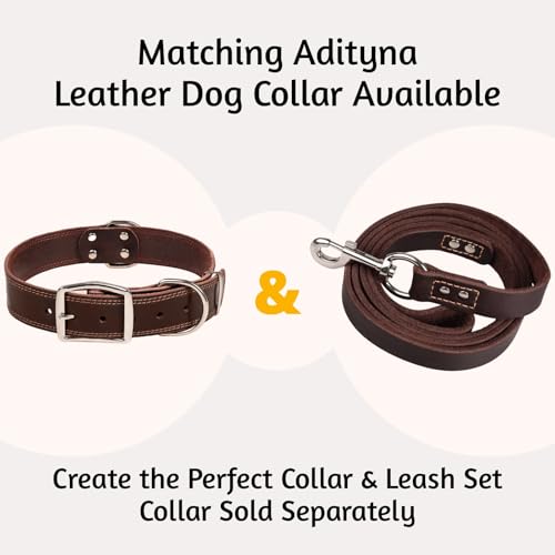 ADITYNA Heavy Duty Leather Dog Leash 6 ft x 1" - Strong, Soft Training Lead for Large & Extra Large Breeds (XL - 6 ft x 1 inch, Brown) - color: Brown, size: XL - 6 ft x 1 inch