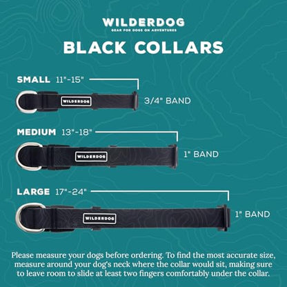 Wilderdog Waterproof Dog Collar - Repels Water & Dirt - Large 17"-24" - Black - color: Black, size: Large