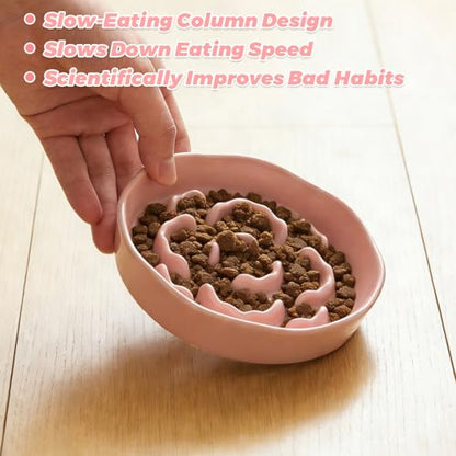 Small Slow Feeder Cat Bowls 4PCS Anti-Choking Puzzle Slow Feeding Dog Bowls with Non-Slip Base, Interactive Slow Feeder for Small Breeds, Bloat Prevention Maze Dish, 1 Cup Capacity