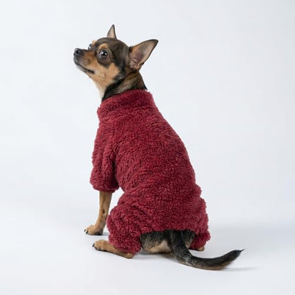 Fitwarm Fuzzy Fleece Dog Christmas Pajamas, Dog Winter Clothes for Small Dogs Girl Boy, Velvet Dog Onesie, Pet Jumpsuit, Doggy Apparel, Maroon, Small - color: Maroon, size: Small