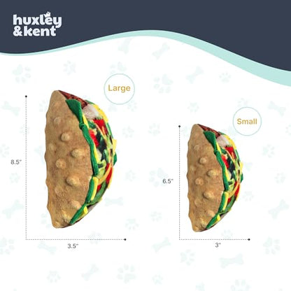 Huxley & Kent Funny Dog Toy w/Squeaker – Power Plush Squeaky Dog Toys for Small, Medium & Large Dogs – Soft Stuffed Animal for Indoor Play & Fetch - Taco Tuesday, Small - size: Small, style: Taco Tuesday