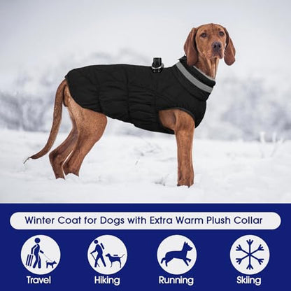 FUAMEY Dog Coat for Small Dogs,Waterproof Dog Winter Jacket with Harness Built in Puppy Cold Weather Coats Reflective Pet Vest with Zipper Warm Fleece Dogs Snowsuit Windproof Solid Black XS - color: Solid Black, size: XS(chest:14in)