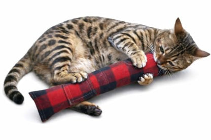 15 Inch Refillable Catnip Kicker Toy for Cats and Kittens Handmade Plush Kick Stick Filled with 1 Ounce Canadian Catnip with Extra Catnip Included Red Flannel - color: Red Flannel