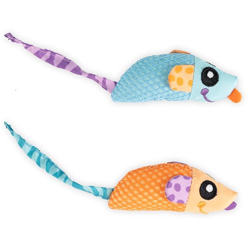 Catstages Catnip Chew Mice 2 Pack– Interactive Dental Cat Chew Toy that Helps Clean Teeth, Mouse, Multicolored - color: Chew Mice
