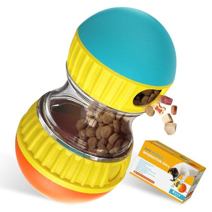 BSISUERM Dog Treat Dispensing Puzzle Toy Adjustable Food Dispenser Slow Feeder Puppy Enrichment Rolling Ball Pet Interactive Chase Toys Stimulating Game for Small Medium Dogs Gift to Keep Them Busy - color: Orange