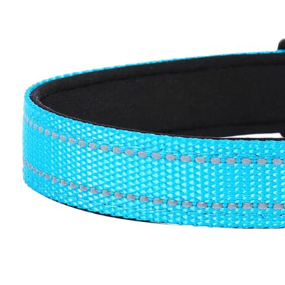 Reflective Dog Collar, Adjustable Soft Neoprene Padded Nylon Pet Collars with Buckle for Puppy and Small Dogs, Cats, Sky Blue,XS - color: Sky Blue, size: X-Small