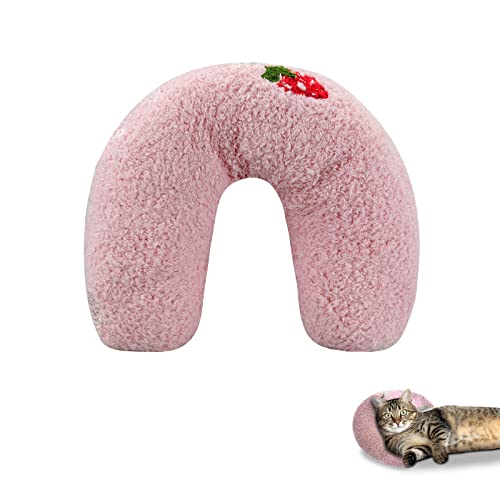 Andiker Pillows for Cats, U Shape Soft Fluffy Kitten Pillow to Lay On Cat Bed Pillow Ultra Soft Pet Pillow for Cat Fluffy Cats Pillows for Indoor Cats and Puppies to Improve Sleep Quality(Pink) - color: Pink