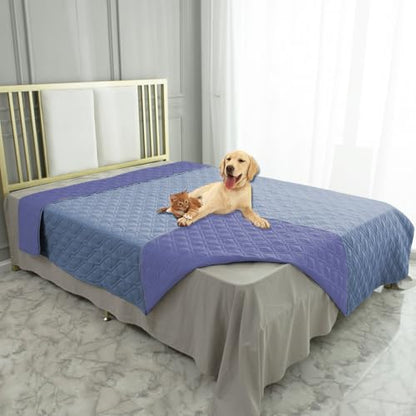 Ameritex Waterproof Dog Bed Cover Pet Blanket for Furniture Bed Couch Sofa Reversible - color: Stoneblue+violetblue, size: 30x53 Inch (Pack of 1)