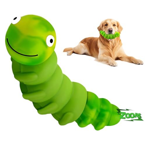 Indestructible Dog Toys for Aggressive Chewers, Tough Chew Proof Toy for Large Dogs, Squeaky Rubber Chew Toy with Beef Flavor for Boredom & Anxiety Relief (Green) - color: Green