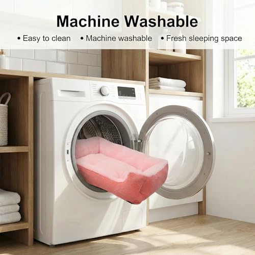 Tiny Dog Bed 20 Inch for Small Dogs, Soft Rectangle Puppy Bed with Plush Surface, Washable Pet Bed,Pink - color: Pink, size: 20"x19"x5"