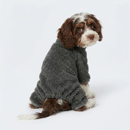 Fitwarm Dog Fleece Pajamas, Dog Winter Clothes for Small Dogs Boy Girl, Pet Jumpsuit, Doggy Onesie with Feet, Dark Grey, Small - color: Dark Grey, size: Small