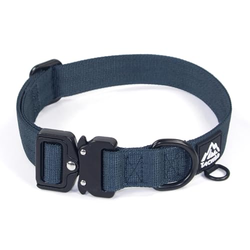 Heavy Duty Dog Collars for Medium and Large Dogs - Adjustable, Chew Proof Nylon Collar with Metal Quick Release Buckle and D-Ring for Dog Tags (Navy Blue, XL) - color: Navy Blue, size: XL(1.5''Width, Fit 15''-23'')