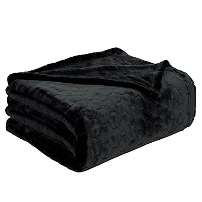 TOONOW Fleece Blanket Fuzzy Plush Throw Blanket 50" x 60", Super Soft Fluffy Bed Blanket Geometric Pattern Comfy Microfiber Flannel Blankets for Couch, Bed, Sofa, Black - color: Black, size: Throw-50" x 60"