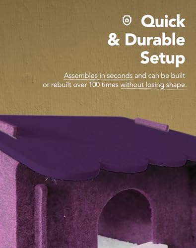 Lukamoo® Cute Cat House (Violet Velvet Villa, Large) - color: Violet Velvet Villa