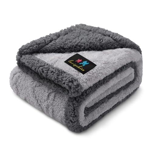 Luciphia Waterproof Pet Blanket, Liquid Pee Proof Dog Blankets for Sofa Bed Couch, Reversible Sherpa Fleece Furniture Protector Cover for Small Medium Large Dogs Cats,Light Grey Small（40" x 28"） - color: Light Grey, size: S (40" x28")