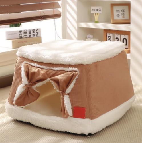 Pet House, Cat Bed for Indoor Cats, Cat Cave, Foldable Cat Cave, Bed for Large and Small Pets (Brown, Medium) - size: Medium