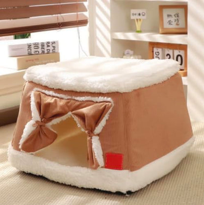 Pet House, Cat Bed for Indoor Cats, Cat Cave, Foldable Cat Cave, Bed for Large and Small Pets (Brown, Medium) - size: Medium