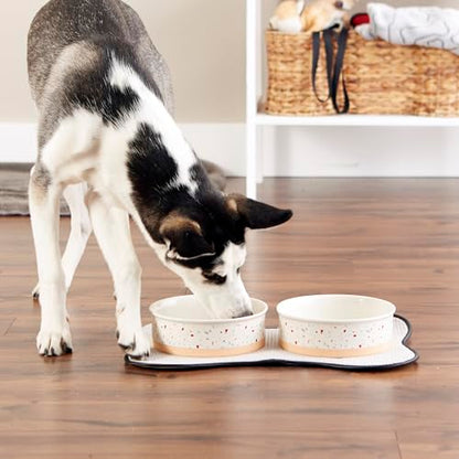 Bone Dry Ceramic Food Bowls, Non-Slip & Dishwasher Safe, Large Set, 7.5x2.4 Terrazzo - color: Terrazzo, size: Large Set, 7.5x2.4"