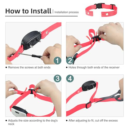 Collar Replacement Strap, Reflective Replacement Nylon Collar Strap Dog GPS Training Bark Receiver Collars, Durable Adjustable E Collar Straps for Small Medium Large Dogs, Hotpink - color: Hotpink