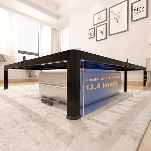 yookare Calking Platform Bed Frame,14" Heavy Duty Metal Mattress Foundation, Rounded Safety Corners & Recessed Legs,Mattress Retainers,Easy Assembly,Noise Free Steel Slat Support,No Box Spring Needed - size: California King, style: 14 Round