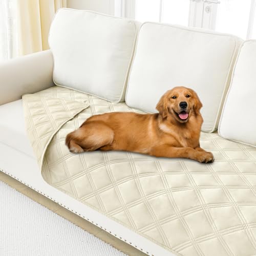 Smiry Waterproof Dog Bed Cover Blanket 30x70, Soft Reversible Pet Blanket, Washable Leakproof Cats Dogs Couch Cover for Sofa, Couch, Furniture, Beige/Beige - color: Beige/Beige, size: 30x70 Inch
