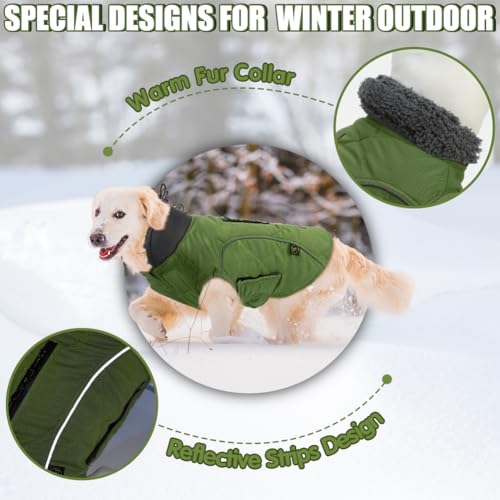 EMUST Dog Jacket - Winter Coats for Small/Medium/Large Dogs, French Bulldog Clothes, Green, XL - color: NewGreen, size: X-Large(Pack of 1)