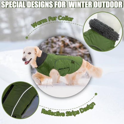 EMUST Dog Jacket - Winter Coats for Small/Medium/Large Dogs, French Bulldog Clothes, Green, XL - color: NewGreen, size: X-Large(Pack of 1)