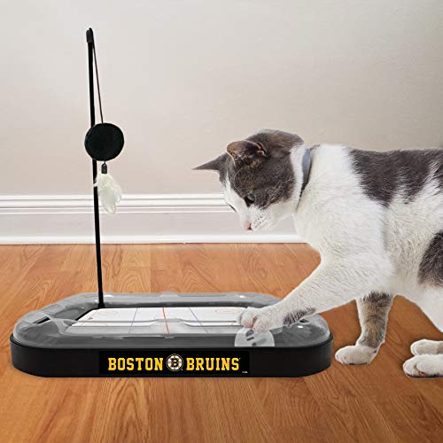 Pets First NHL Boston Bruins Hockey Field Scratching Pad with Interactive Cat Ball Bell Toy Set - color: Boston Bruins