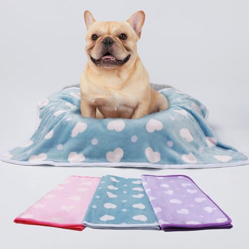 1 Pack 3 Blankets Super Soft Cute Dot Pattern Pet Blanket Flannel Throw for Dog Puppy Cat Purple/Pink/Cyan Small - color: Purple/Pink/Cyan, size: 23x16 inch (Pack of 3)