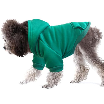 Jecikelon Winter Dog Hoodie Sweatshirts with Pockets Warm Dog Clothes for Small Dogs Chihuahua Coat Clothing Puppy Cat Custume (Green, XX-Small) - color: Green, size: XX-Small