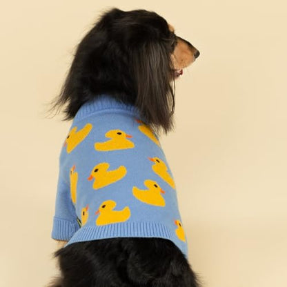 Fitwarm Funny Duck Dog Sweater, Thermal Dog Winter Clothes for Small Dogs Boy Girl, Pet Outfit, Blue, Yellow, Medium - color: Duck, size: Medium