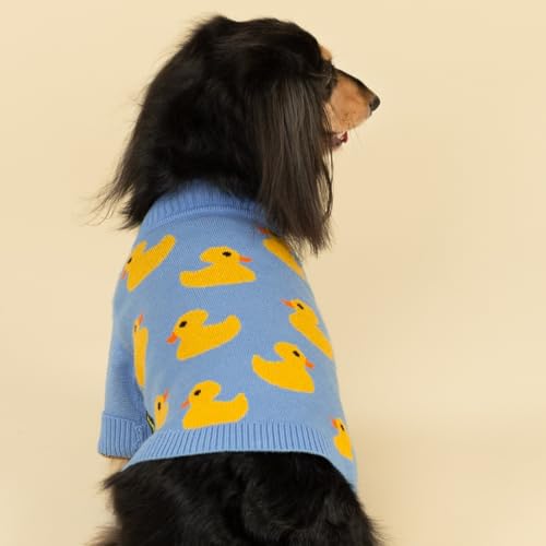 Fitwarm Funny Duck Dog Sweater, Thermal Dog Winter Clothes for Small Dogs Boy Girl, Pet Outfit, Blue, Yellow, Large - color: Duck, size: Large