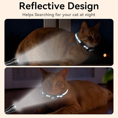 Cat Collar Breakaway, Adjustable Cat Collar with Apple Holder and Bell, Lightweight Kitten Collars for Cats, Kittens (Blue) - color: Blue