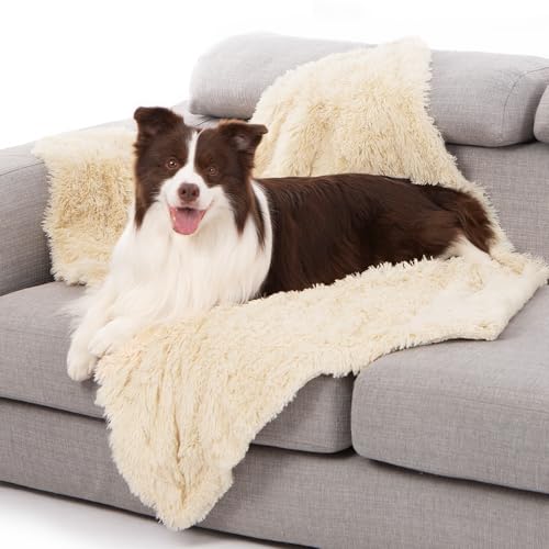 gogobunny Waterproof Dog Blanket for Couch & Furniture Protection - Super Soft Reversible Throw for Large Dogs & Cats, Calming Washable Fur & Sherpa Pet Blanket(40x50 Inch, Beige) - color: Beige, size: 40x50 Inch (Pack of 1)