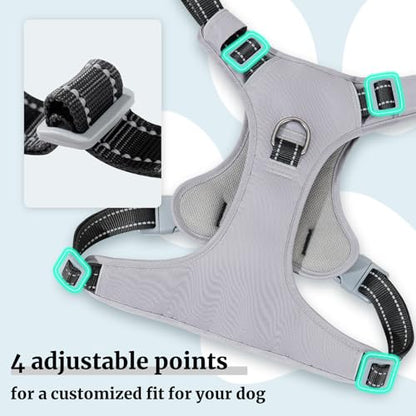 Huntboo No-Pull Dog Harness, Fully Reflective Vest with 2 Leash Clips, No-Choke, Adjustable, Breathable & Durable for Small, Medium & Large Dogs Walking, Training, Running (Black, L) - color: Black, size: Large (Pack of 1)