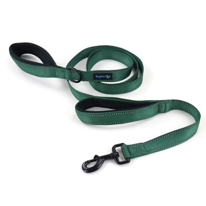 Wagtime Club Double Handle Dog Leash, 6ft Long Heavy Duty Dog Leash with Paded Traffic Handles for Extral Control and Training, Dual Handles Leads, Large Medium Small Dogs (Reflective Hunter Green) - color: Reflective Hunter Green