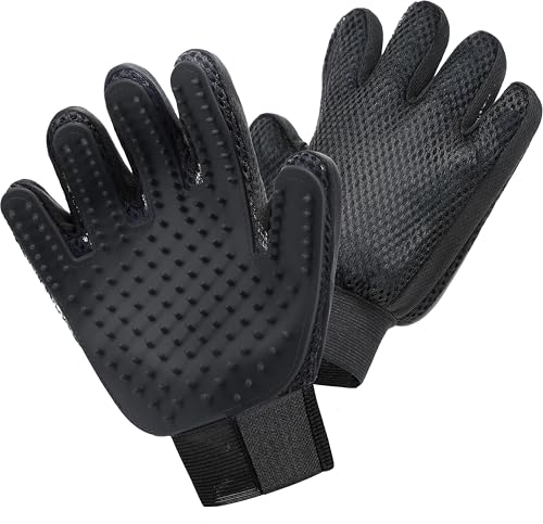 Maxpower Planet Pet Grooming Gloves for Dogs and Cats - Grooming Mitt for Dogs -Cat Gloves - Hair Removal Bruh - All Hair Types - color: Black
