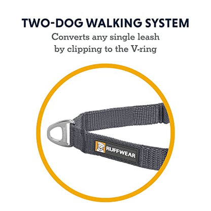 Ruffwear, Double Track Coupler, Double Leash for Two Dogs, Premium Heavy Duty Dual Splitter with 360° Lockable Swivel No Tangle, Shock-Absorbing Stretch Webbing for Walking & Hiking, Basalt Gray