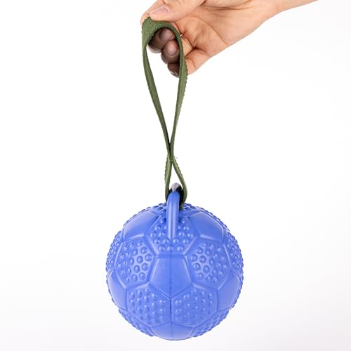 Fuzzl Eco Rubber Chuck & Treat Soccer Ball - Blue - Long Lasting Dog Chew Toys for Aggressive Chewers Strong Dog Toy for Dogs Durable Puppy Toys - style: Football Blue
