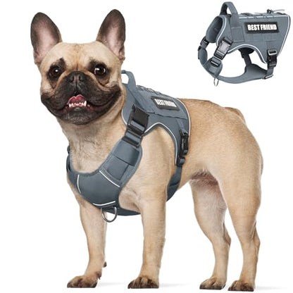 Tactical Dog Harness Medium Sized Dog,No Pull Military Dog Vest with Handle,Reflective Heavy Duty Pet Harness for Walking Hiking Training Gray M - color: Gray, size: Medium