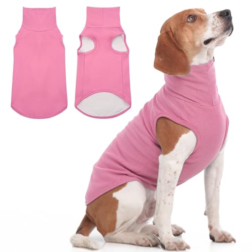 IECOii XL Dog Sweater - Stretch Fleece Vest with Turtleneck - Pink,X-Large, Warm Pullover Dog Fleece Coat for Large Dogs - Christmas Pet Sweatshirt for Boys & Girls, Machine Washable - color: Pink, size: X-Large