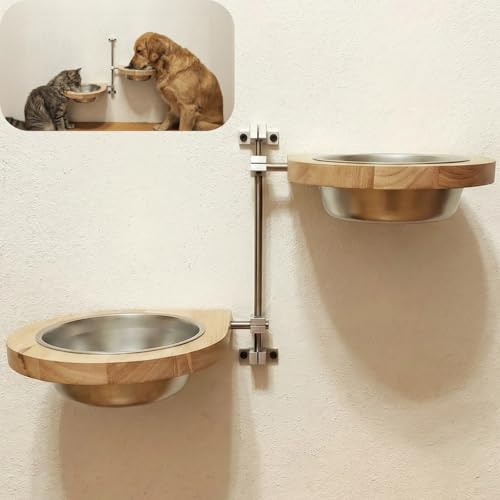 Elevated Cat Bowls,Raised Dog Food Bowls,Adjustable Wall Mounted Pet Feeder for Dogs & Cats, Tilted Angle Design for Neck & Spine Relief, Space Saving Easy Clean Feeding Station