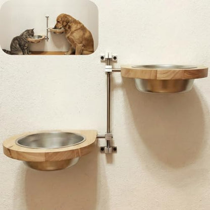 Elevated Cat Bowls,Raised Dog Food Bowls,Adjustable Wall Mounted Pet Feeder for Dogs & Cats, Tilted Angle Design for Neck & Spine Relief, Space Saving Easy Clean Feeding Station