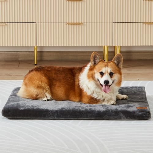 LIORCE Memory Foam Dog Crate Pad, Medium, 30-inch, Grey - Orthopedic Pet Bed Mat with Waterproof Lining, Removable Washable Cover, for Dogs & Cats - color: Dark Grey, size: 30.0"L x 19.0"W x 2.0"Th