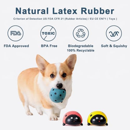 3 Pack Squeaky Dog Toys for Medium Dogs, Soft Latex Squeaky Dog Ball, Cute Funny Squeak Ladybug Pet Toys - color: Ladybug - 3 Pack, size: Medium