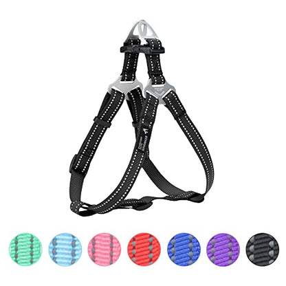 EXCELLENT ELITE SPANKER No Pull Dog Harness Adjustable Nylon Step-in Easy Pet Vest Chest Strap with Reflective and Leash Ring for Small Medium Large Breed Dogs Training Walking(Black-S) - color: Black, size: S