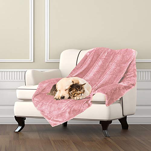 Dog Blanket,Soft Fuzzy Blankets for Puppy, Small,Medium,Large,X-Large Premium Fluffy Blankets Plush Fleece Throw Dog Bed, Couch, Sofa, Reversible Travel Warm Covers - color: Pink, size: L（40x47 inches）