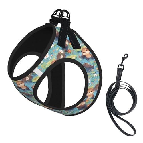 Otter Pet Harness Escape Proof Dog Harness Adjustable Mesh Padded Reflective Dog Vest Harness and Leash Set Medium - color: Style 5, size: Medium
