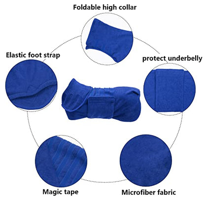 Geyecete Dog Drying Coat - Fast Drying Dog Bath Robe Towel - Microfibre Super Absorbent Pet Cat Bath Towel, Luxuriously Soft Blue M - color: Blue, size: Medium